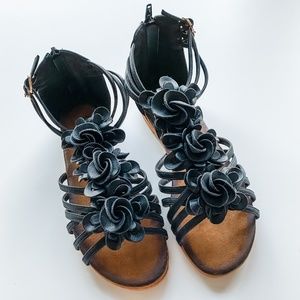 Vangelo Black Leather Sandals - Size 37